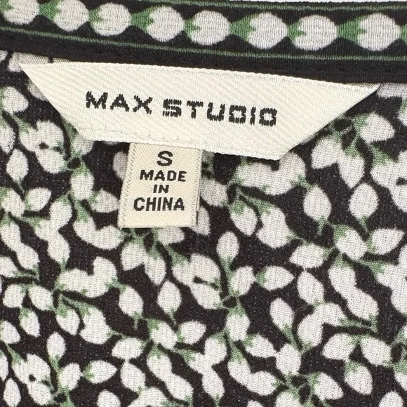 Max Studio Black and White Floral Wrap Maxi with Tie Waist - Picture 2 of 4